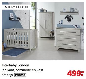 Aanbiedingen Interbaby london ledikant, commode en kast - Interbaby - Geldig van 19/04/2021 tot 15/05/2021 bij Baby-Dump