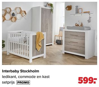 Aanbiedingen Interbaby stockholm ledikant, commode en kast - Interbaby - Geldig van 19/04/2021 tot 15/05/2021 bij Baby-Dump