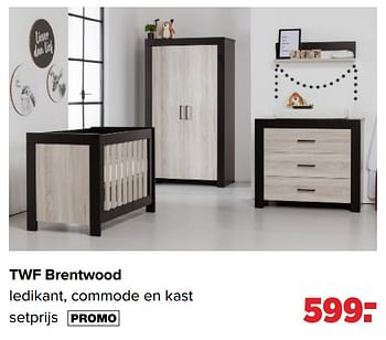 Aanbiedingen Twf brentwood ledikant, commode en kast - TWF - Geldig van 19/04/2021 tot 15/05/2021 bij Baby-Dump