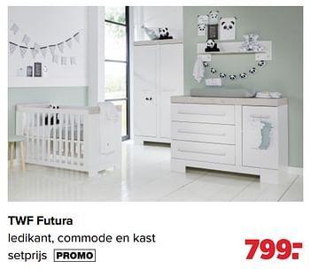 Aanbiedingen Twf futura ledikant, commode en kast - TWF - Geldig van 19/04/2021 tot 15/05/2021 bij Baby-Dump