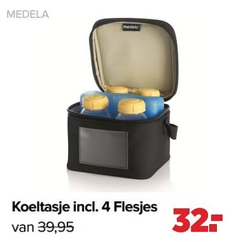 Aanbiedingen Koeltasje incl. 4 flesjes - Medela - Geldig van 19/04/2021 tot 15/05/2021 bij Baby-Dump