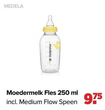 Aanbiedingen Moedermelk fles incl. medium flow speen - Medela - Geldig van 19/04/2021 tot 15/05/2021 bij Baby-Dump