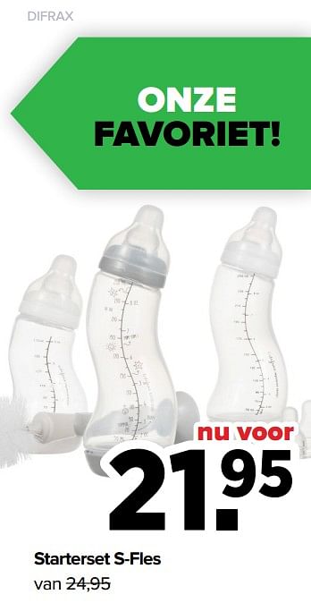Aanbiedingen Starterset s-fles - Difrax - Geldig van 19/04/2021 tot 15/05/2021 bij Baby-Dump