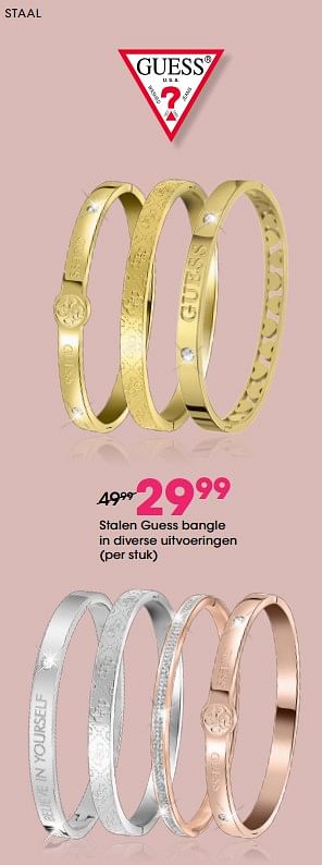 Aanbiedingen Stalen guess bangle in diverse uitvoeringen - Guess - Geldig van 22/04/2021 tot 09/05/2021 bij Lucardi