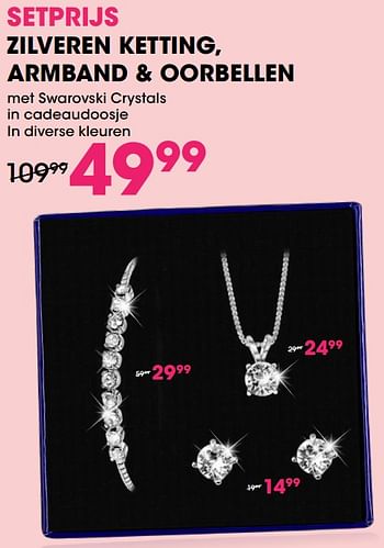 Aanbiedingen Zilveren ketting, armband + oorbellen met swarovski crystals - Swarovski - Geldig van 22/04/2021 tot 09/05/2021 bij Lucardi