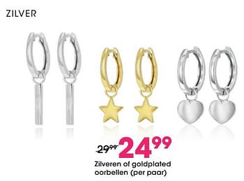 Aanbiedingen Zilveren of goldplated oorbellen - Huismerk - Lucardi - Geldig van 22/04/2021 tot 09/05/2021 bij Lucardi
