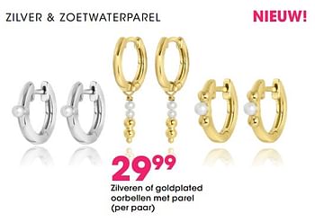 Aanbiedingen Zilveren of goldplated oorbellen met parel - Huismerk - Lucardi - Geldig van 22/04/2021 tot 09/05/2021 bij Lucardi