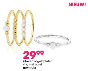 Aanbiedingen Zilveren of goldplated ring met parel - Huismerk - Lucardi - Geldig van 22/04/2021 tot 09/05/2021 bij Lucardi