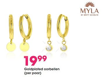 Aanbiedingen Goldplated oorbellen - Myla - Geldig van 22/04/2021 tot 09/05/2021 bij Lucardi