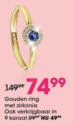 Aanbiedingen Gouden ring met zirkonia - Huismerk - Lucardi - Geldig van 22/04/2021 tot 09/05/2021 bij Lucardi