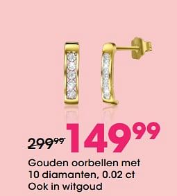 Aanbiedingen Gouden oorbellen met 10 diamanten, 0.02 ct - Huismerk - Lucardi - Geldig van 22/04/2021 tot 09/05/2021 bij Lucardi