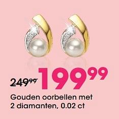Aanbiedingen Gouden oorbellen met 2 diamanten, 0.02 ct - Huismerk - Lucardi - Geldig van 22/04/2021 tot 09/05/2021 bij Lucardi