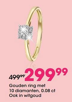 Aanbiedingen Gouden ring met 10 diamanten, 0.08 ct - Huismerk - Lucardi - Geldig van 22/04/2021 tot 09/05/2021 bij Lucardi