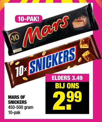 Aanbiedingen Mars of snickers - Huismerk - Big Bazar - Geldig van 26/04/2021 tot 09/05/2021 bij Big Bazar