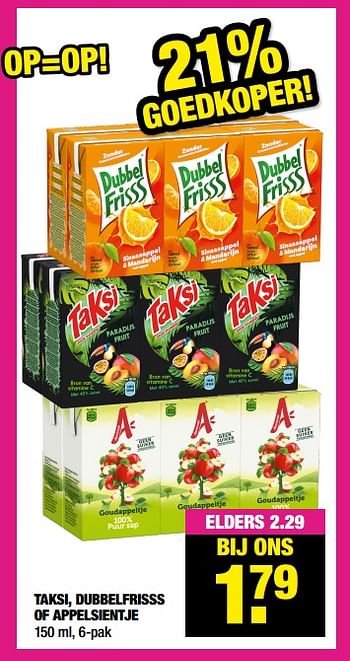 Aanbiedingen Taksi dubbelfrisss of appelsientje - Huismerk - Big Bazar - Geldig van 26/04/2021 tot 09/05/2021 bij Big Bazar