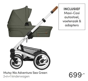 Aanbiedingen Mutsy nio adventure sea green 2-in-1 kinderwagen - Mutsy - Geldig van 02/05/2021 tot 08/05/2021 bij Baby & Tiener Megastore