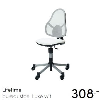 Aanbiedingen Lifetime bureaustoel luxe wit - Lifetime - Geldig van 09/05/2021 tot 15/05/2021 bij Baby & Tiener Megastore