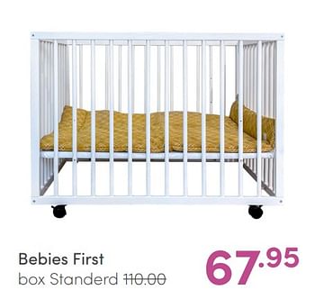 Aanbiedingen Bebies first box standerd - bebiesfirst - Geldig van 09/05/2021 tot 15/05/2021 bij Baby & Tiener Megastore