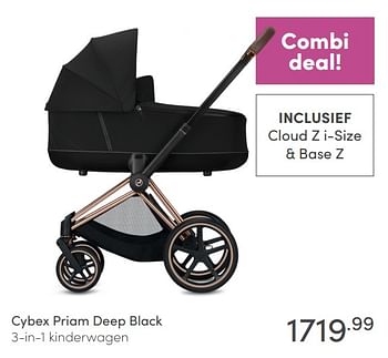 Aanbiedingen Cybex priam deep black 3-in-1 kinderwagen - Cybex - Geldig van 09/05/2021 tot 15/05/2021 bij Baby & Tiener Megastore