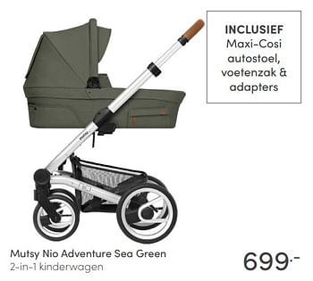 Aanbiedingen Mutsy nio adventure sea green 2-in-1 kinderwagen - Mutsy - Geldig van 09/05/2021 tot 15/05/2021 bij Baby & Tiener Megastore