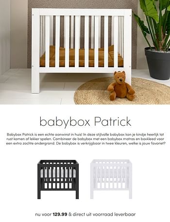 Aanbiedingen Babybox patrick - Huismerk - Baby &amp; Tiener Megastore - Geldig van 16/05/2021 tot 22/05/2021 bij Baby & Tiener Megastore