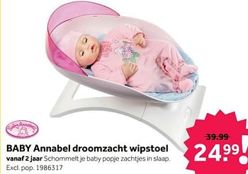 Aanbiedingen Baby annabel droomzacht wipstoel - Baby Annabell - Geldig van 08/05/2021 tot 30/05/2021 bij Intertoys