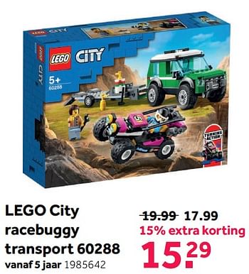 Aanbiedingen Lego city racebuggy transport 60288 - Lego - Geldig van 08/05/2021 tot 30/05/2021 bij Intertoys