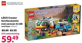 Aanbiedingen Lego creator familievakantie met caravan 31108 - Lego - Geldig van 08/05/2021 tot 30/05/2021 bij Intertoys