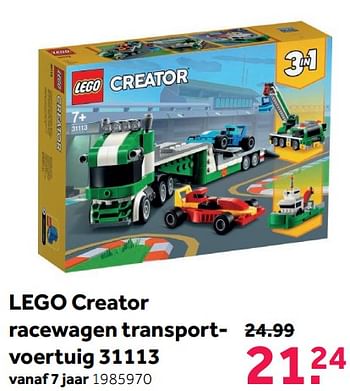 Aanbiedingen Lego creator racewagen transportvoertuig 31113 - Lego - Geldig van 08/05/2021 tot 30/05/2021 bij Intertoys