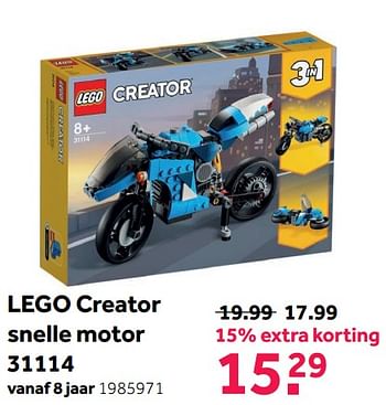 Aanbiedingen Lego creator snelle motor 31114 - Lego - Geldig van 08/05/2021 tot 30/05/2021 bij Intertoys