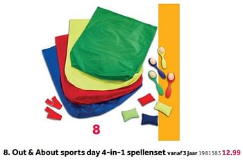 Aanbiedingen Out + about sports day 4-in-1 spellenset - Huismerk - Intertoys - Geldig van 08/05/2021 tot 30/05/2021 bij Intertoys