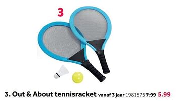 Aanbiedingen Out + about tennisracket - Huismerk - Intertoys - Geldig van 08/05/2021 tot 30/05/2021 bij Intertoys