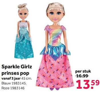 Aanbiedingen Sparkle girlz prinses pop blauw - Sparkle Girlz - Geldig van 08/05/2021 tot 30/05/2021 bij Intertoys