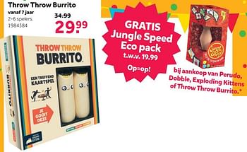 Aanbiedingen Throw throw burrito - Exploding Kittens - Geldig van 08/05/2021 tot 30/05/2021 bij Intertoys