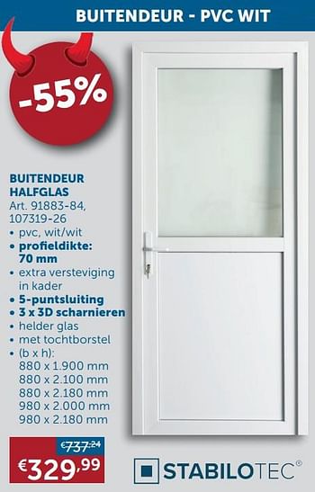 Aanbiedingen Buitendeur halfglas - Stabilotec - Geldig van 25/05/2021 tot 21/06/2021 bij Zelfbouwmarkt