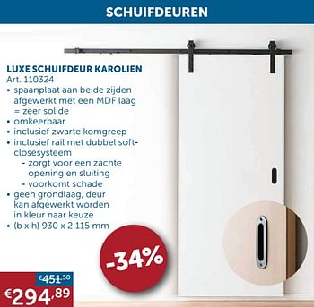 Aanbiedingen Luxe schuifdeur karolien - Geldig van 25/05/2021 tot 21/06/2021 bij Zelfbouwmarkt