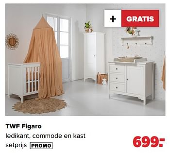 Aanbiedingen Twf figaro ledikant, commode en kast - TWF - Geldig van 17/05/2021 tot 05/06/2021 bij Baby-Dump