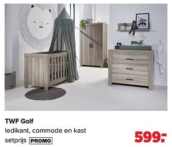 Aanbiedingen Twf golf ledikant, commode en kast - TWF - Geldig van 17/05/2021 tot 05/06/2021 bij Baby-Dump