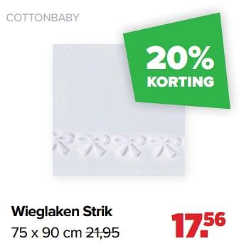 Aanbiedingen Wieglaken strik - Cottonbaby  - Geldig van 17/05/2021 tot 05/06/2021 bij Baby-Dump