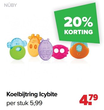 Aanbiedingen Koelbijtring icybite - Nuby - Geldig van 17/05/2021 tot 05/06/2021 bij Baby-Dump