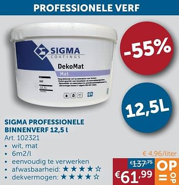 Aanbiedingen Sigma professionele binnenverf - Sigma - Geldig van 25/05/2021 tot 21/06/2021 bij Zelfbouwmarkt