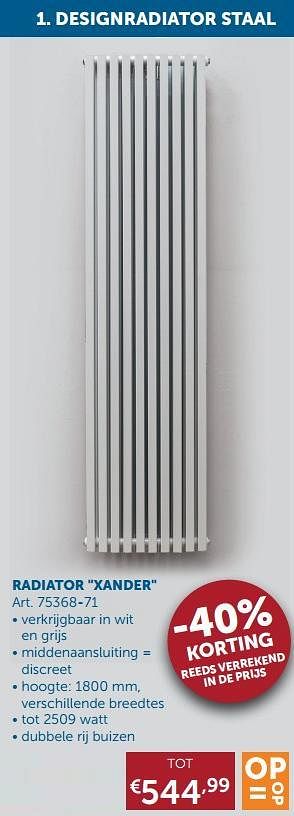 Aanbiedingen Designradiatoren staal radiator xander - Beauheat - Geldig van 25/05/2021 tot 21/06/2021 bij Zelfbouwmarkt