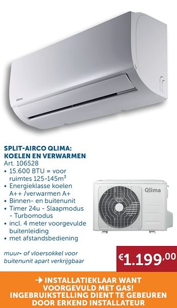 Aanbiedingen Split-airco qlima: koelen en verwarmen - Qlima  - Geldig van 25/05/2021 tot 21/06/2021 bij Zelfbouwmarkt