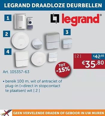 Aanbiedingen Legrand draadloze deurbel - Legrand - Geldig van 25/05/2021 tot 21/06/2021 bij Zelfbouwmarkt