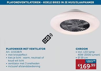 Aanbiedingen Plafonnier met ventilator chroom - Huismerk - Zelfbouwmarkt - Geldig van 25/05/2021 tot 21/06/2021 bij Zelfbouwmarkt