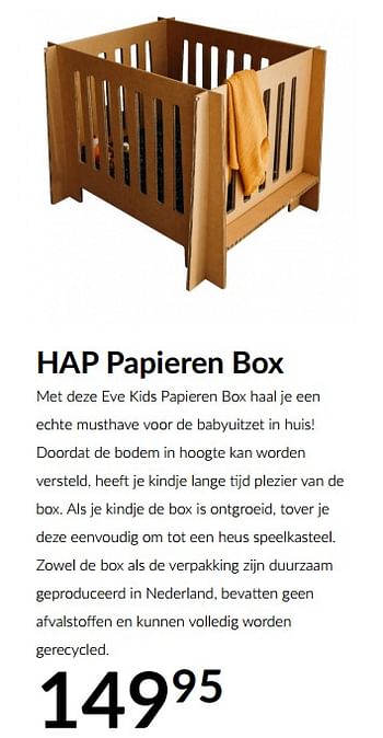 Aanbiedingen Hap papieren box - Huismerk - Babypark - Geldig van 18/05/2021 tot 14/06/2021 bij Babypark