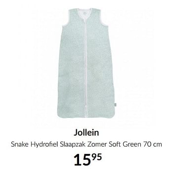 Aanbiedingen Jollein snake hydrofiel slaapzak zomer soft green - Jollein - Geldig van 18/05/2021 tot 14/06/2021 bij Babypark