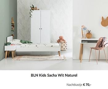 Aanbiedingen Bln kids sacha wit naturel nachtkastje - BLN Kids - Geldig van 18/05/2021 tot 14/06/2021 bij Babypark