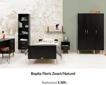 Aanbiedingen Bopita floris zwart-naturel boekenkast - Bopita - Geldig van 18/05/2021 tot 14/06/2021 bij Babypark