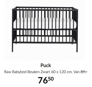 Aanbiedingen Puck raw babybed beuken zwart - Puck - Geldig van 18/05/2021 tot 14/06/2021 bij Babypark